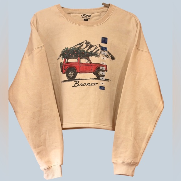Ford Tops - Ford Cream Sweatshirt with BrightRed Bronco